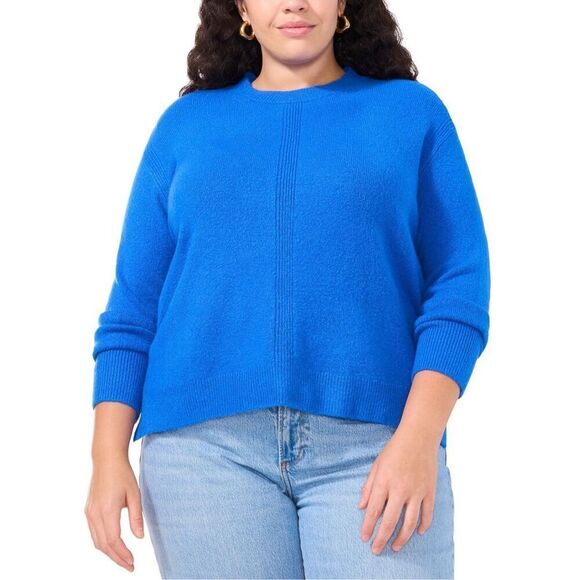 NWT Vince Camuto XL Striped Mock Neck Slouchy dropped shoulders frame sweater - Picture 1 of 12